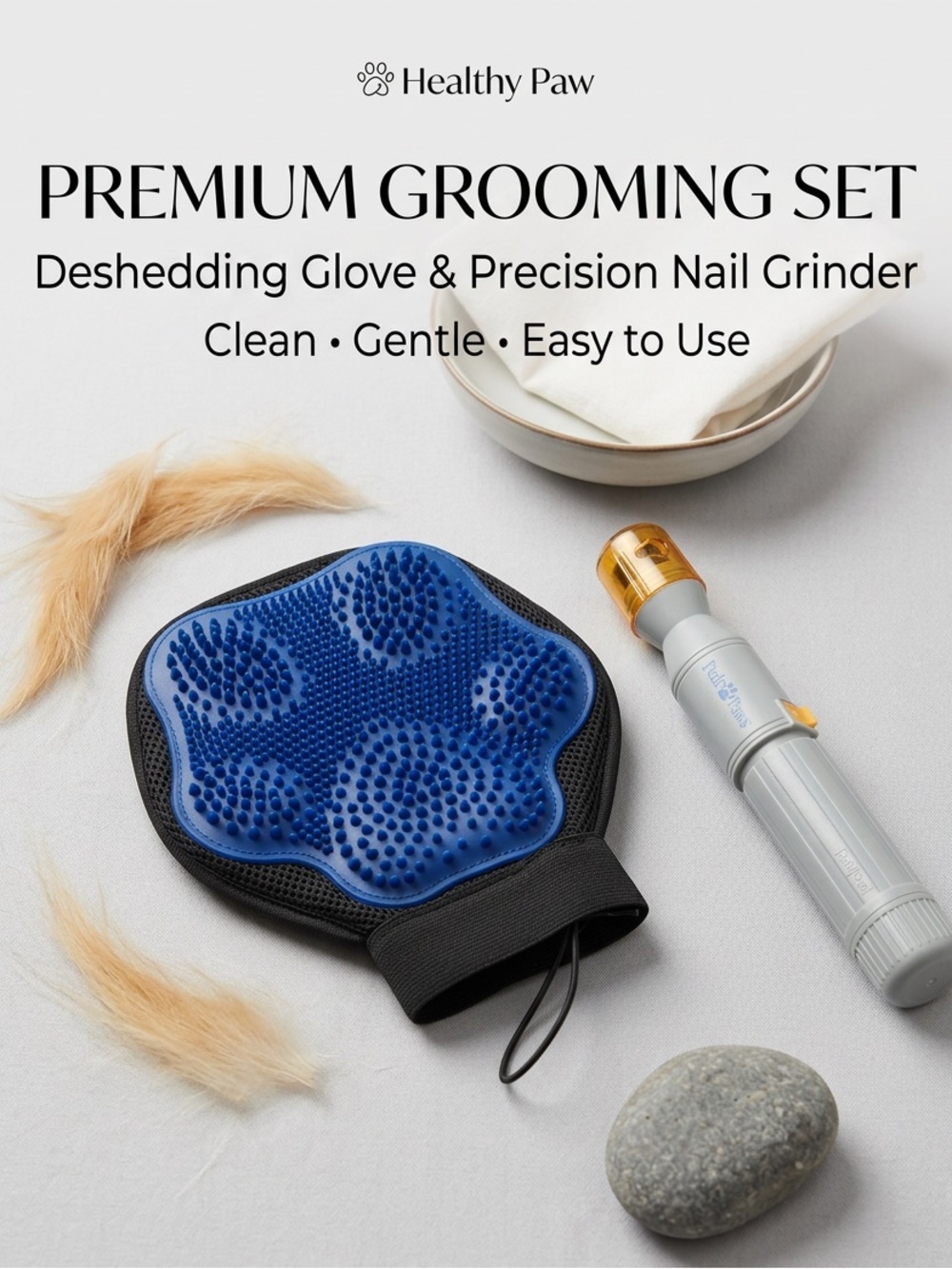 PediPaws Pet Nail Grinder Trimmer & Top Paw 2-in-1 Grooming Glove Massage Mitt